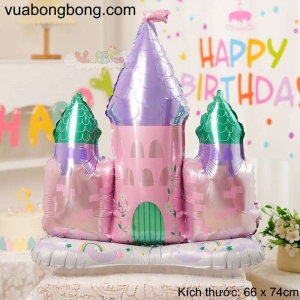 Bong bóng lâu đài hồng có chân đứng